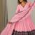 Women pink gorgette embroidery work detailing kurta set with dupatta