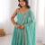Women rama blue gorgette embroidery work detailing kurta set with dupatta