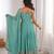 Women rama blue gorgette embroidery work detailing kurta set with dupatta
