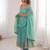 Women rama blue gorgette embroidery work detailing kurta set with dupatta