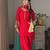 Women red silk embroidery work detailing kurta set with dupatta