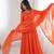 Women orange gorgette embroidery work detailing kurta set with dupatta