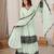 Women pista gorgette embroidery work detailing kurta set with dupatta