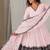 Women light pink gorgette embroidery work detailing kurta set with dupatta
