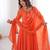 Women orange gorgette embroidery work detailing kurta set with dupatta