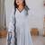 Women white gorgette embroidery work detailing kurta set with dupatta