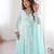 Women sky blue gorgette embroidery work detailing kurta set with dupatta