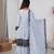 Women white gorgette embroidery work detailing kurta set with dupatta