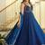 Women blue silk embroidery work detailing kurta set with dupatta