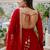 Women red gorgette embroidery work detailing kurta set with dupatta