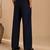 Navy blue solid cotton silk trouser