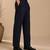 Navy blue solid cotton silk trouser