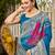 Women's blue jacquard silk blend saree with zari floral border festive wear