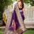 Women's purple jacquard silk blend saree with zari floral border festive