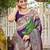 Women's purple jacquard silk blend saree with zari floral border festive