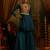 Teal blue mul cotton set with a long-sleeve flared peplum top, mirror-work embroidered yoke.