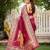 Women's red jacquard silk blend saree with zari floral border festive wear