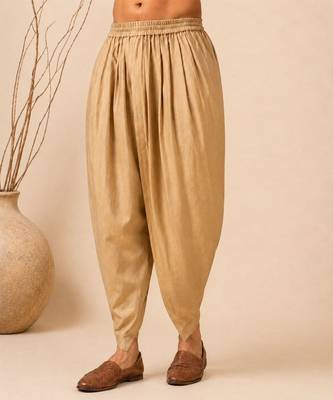 Golden solid chanderi dhoti pant 1