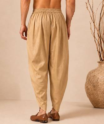 Golden solid chanderi dhoti pant 2