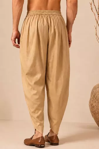 Golden solid chanderi dhoti pant
