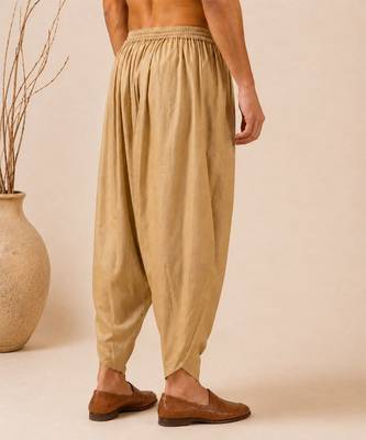 Golden solid chanderi dhoti pant 3