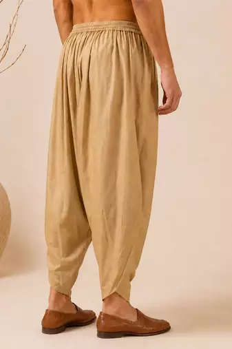 Golden solid chanderi dhoti pant
