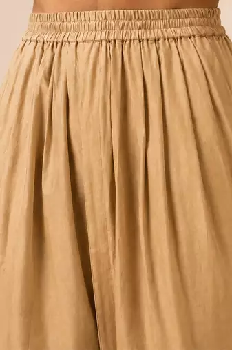 Golden solid chanderi dhoti pant