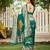 Women's teal green jacquard silk blend saree with zari floral border wear