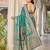 women's blue jacquard silk blend saree with zari paisley border occasion wear