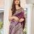 women's wine jacquard silk blend saree with zari paisley border occasion wear