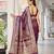 women's wine jacquard silk blend saree with zari paisley border occasion wear