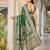 women's green jacquard silk blend saree with zari paisley border occasion wear