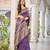 women's purple jacquard silk blend saree with zari paisley border occasion wear