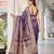 women's purple jacquard silk blend saree with zari paisley border occasion wear