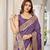 women's purple jacquard silk blend saree with zari paisley border occasion wear