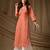 Orange floral printed rayon kurti for women