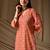 Orange floral printed rayon kurti for women
