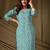 Sky blue floral printed rayon kurti for women