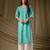 Sky blue floral printed rayon kurti for women