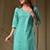 Sky blue floral printed rayon kurti for women