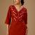 Maroon floral embroidered cotton flex co-ord set for women