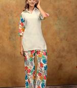 Yellow floral printed polycotton co-ord set for women