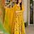 Yellow floral printed rayon anarkali gown with dupatta for women
