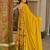 Yellow floral printed rayon anarkali gown with dupatta for women