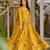 Yellow floral printed rayon anarkali gown with dupatta for women