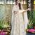 White floral printed rayon anarkali gown with dupatta for women