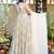 White floral printed rayon anarkali gown with dupatta for women