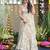White floral printed rayon anarkali gown with dupatta for women