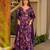 Purple floral printed rayon anarkali gown with dupatta for women