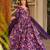 Purple floral printed rayon anarkali gown with dupatta for women